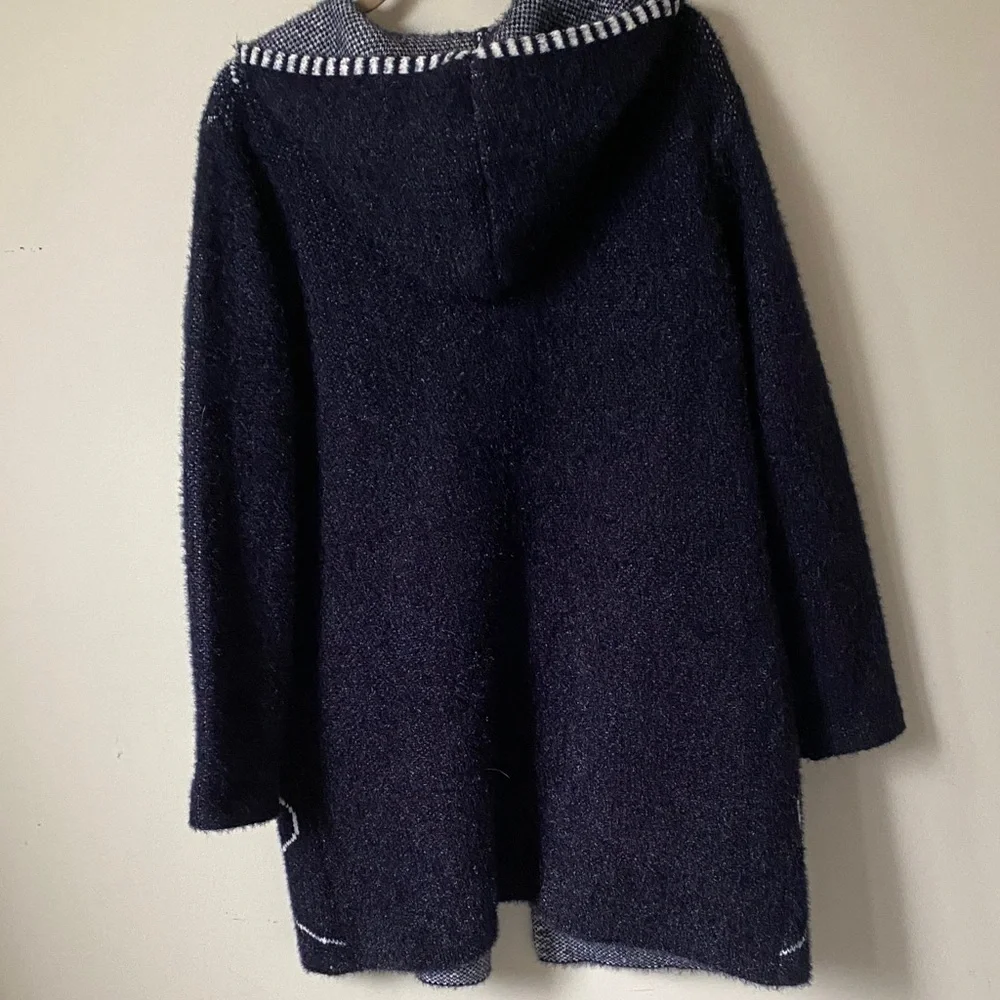 Picadilly Fashion Navy and White Teddy Jacket - Picture 5 of 6